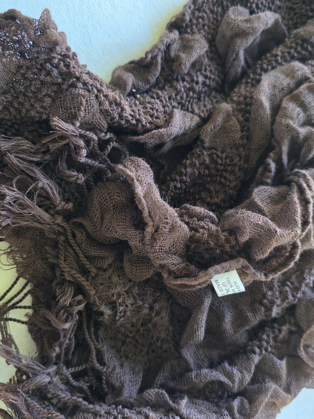 Textured Brown Women's Ruffle Scarf - Picture 3 of 5